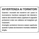 Cartello informazione avvertenza ai tornitori