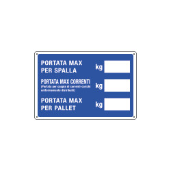 Cartello informazione PORTATA SPALLA/CORR. PESO MA per