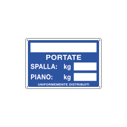 Cartello informazione PORTATE SPALLA/PIANO KG