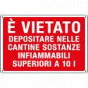 Cartello divieto E'vietato DEPOSITARE IN CANTINE