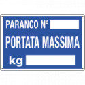 Cartello informazione PARANCO N. PORTATA MASS. KG.