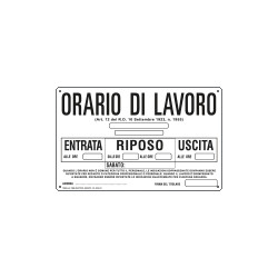 Cartello ORARIO DI lavoro standard