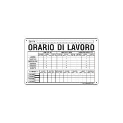 Cartello ORARIO lavoro turnisti