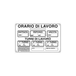 Cartello informazione Orario lavoro 3 Turni