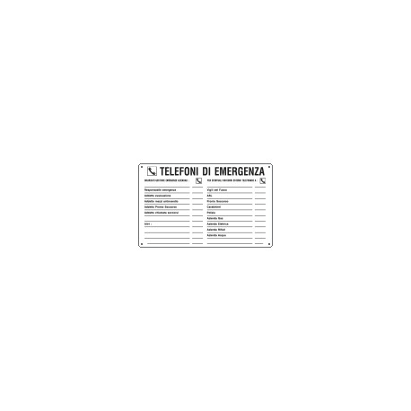 Cartello telefoni di emergenza