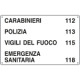 Cartello telefoni di emergenza