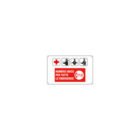 Cartello NUMERO UNICO PER TUTTE LE EMERGENZE