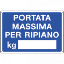 Cartello informazione "PORTATA MASSIMA PER RIPIANO"