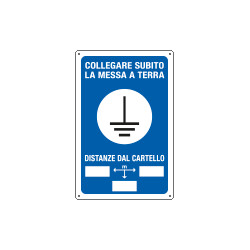Cartello collegare subito la messa a terra