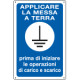 Cartello APPLICARE LA MESSA A TERRA. .