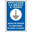 Cartello APPLICARE LA MESSA A TERRA. .
