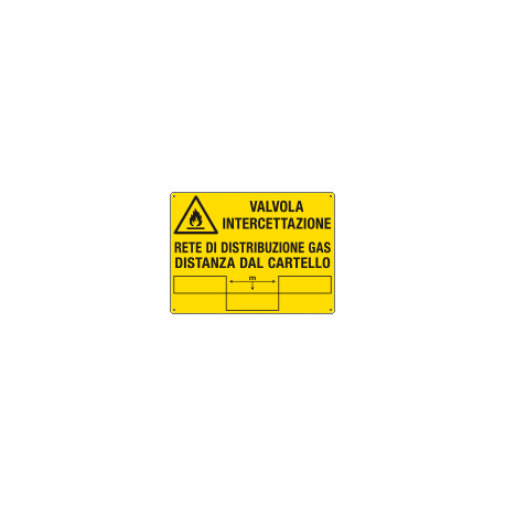 Cartello Valvola intercettazione rete di distribuzione gas EN ISO 7010