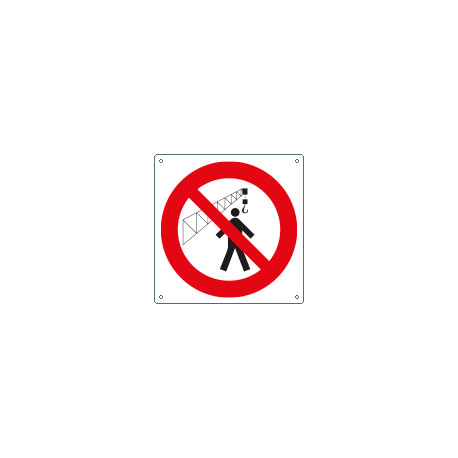 Cartello divieto non passare raggio gru