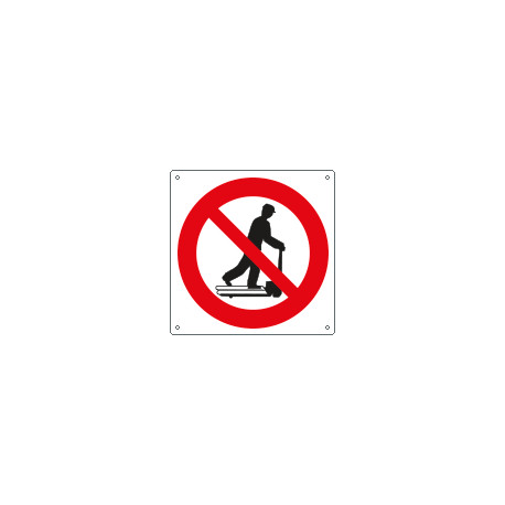 Cartello divieto salire sui transpallet