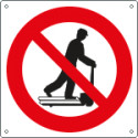 Cartello divieto salire sui transpallet