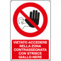 Cartello divieto accesso zona contrassegnata gialla
