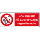 Etichetta non pulire lubrificare organi in moto