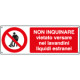 Cartello vietato versare liquidi non inquinare