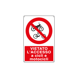 Cartello divieto vietato accesso cicli motocicli