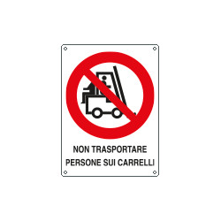 Cartello divieto trasportare persone sui carrelli