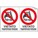 Foglio n. 2 etichette vietato trasportare persone