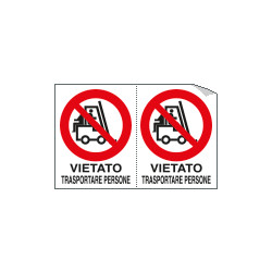 Foglio n. 2 etichette vietato trasportare persone