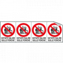 Foglio 4 etichette adesive vietato salire su forche