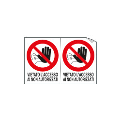 Foglio n. 2 etichette adesive vietato accesso