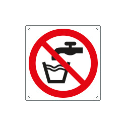 Cartello divieto bere acqua solo simbolo EN ISO 7010