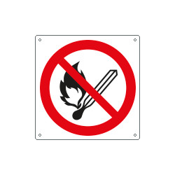 Cartello divieto usare fiamme libere solo simbolo EN ISO 7010