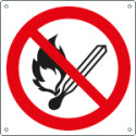 Cartello divieto usare fiamme libere solo simbolo EN ISO 7010