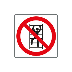 Cartello vietato arrampicarsi sugli scaffali solo simbolo EN ISO 7010