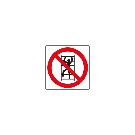 Cartello vietato arrampicarsi sugli scaffali solo simbolo EN ISO 7010