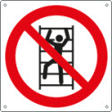 Cartello vietato arrampicarsi sugli scaffali solo simbolo EN ISO 7010