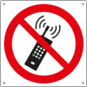 Cartello divieto tenere telefoni accesi solo simbolo EN ISO 7010