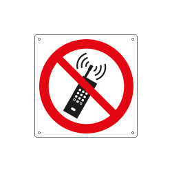 Cartello divieto tenere telefoni accesi solo simbolo EN ISO 7010