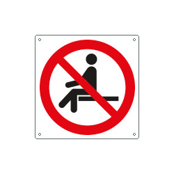 Cartello divieto vietato sedersi solo simbolo EN ISO 7010