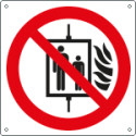 Cartello divieto uso ascensore in caso incendio simbolo EN ISO 7010