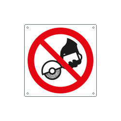 Cartello divieto usare il disco con attrezz. . solo simbolo EN ISO 7010