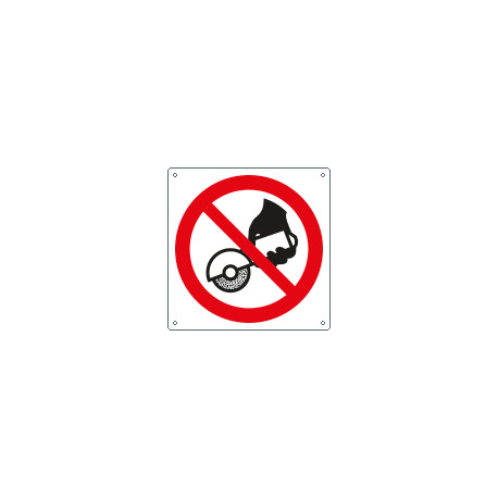 Cartello divieto usare il disco con attrezz. . solo simbolo EN ISO 7010