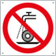 Cartello divieto uso disco con acqua o umido solo simbolo EN ISO 7010