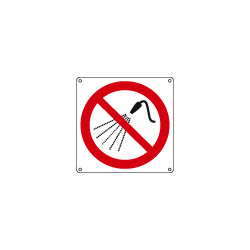 Etichetta vietato lavorare con getti acqua EN ISO 7010