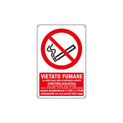 Cartello vietato fumare all'aperto in questa struttura scolastica P002