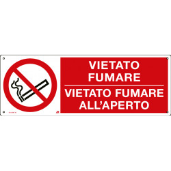 Cartello vietato fumare all'aperto + sanzione amministrativa ISO 7010