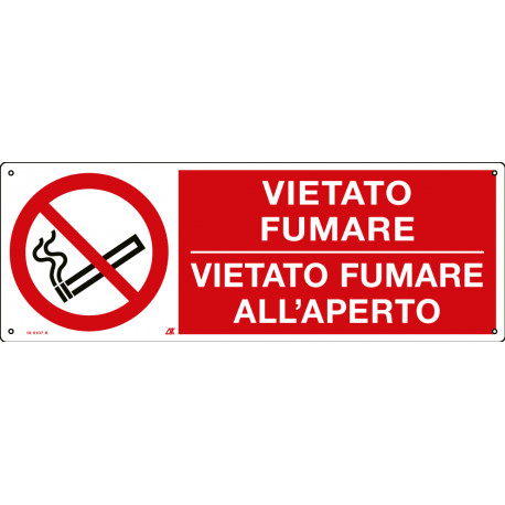 Cartello vietato fumare all'aperto + sanzione amministrativa ISO 7010