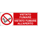 Cartello vietato fumare all'aperto + sanzione amministrativa ISO 7010