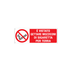 Cartello divieto "vietato gettare mozziconi di sigaretta per terra"