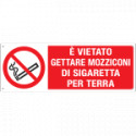 Cartello divieto "vietato gettare mozziconi di sigaretta per terra"