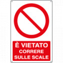 Cartello divieto vietato correre sulle scale EN ISO 7010