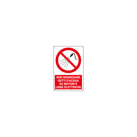 Cartello Non indirizzare getti d'acqua su motori e. . . . EN ISO 7010